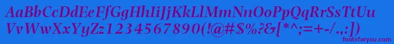 PhotinamtstdSemibolditalic Font – Purple Fonts on Blue Background