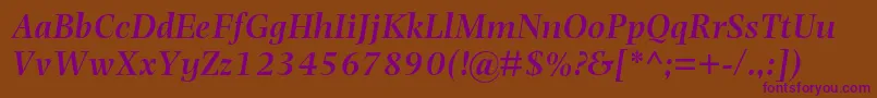 PhotinamtstdSemibolditalic Font – Purple Fonts on Brown Background