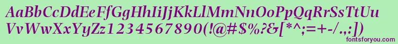 PhotinamtstdSemibolditalic Font – Purple Fonts on Green Background