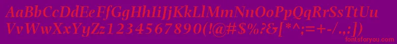 PhotinamtstdSemibolditalic Font – Red Fonts on Purple Background