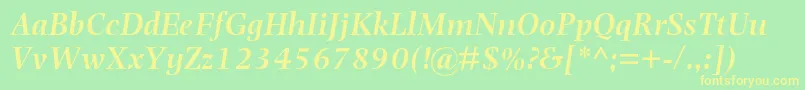 PhotinamtstdSemibolditalic Font – Yellow Fonts on Green Background