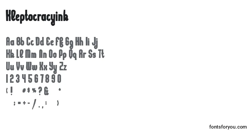 Schriftart Kleptocracyink – Alphabet, Zahlen, spezielle Symbole
