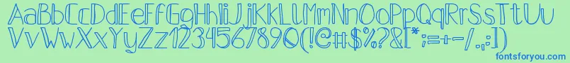 PfsPastelFeather Font – Blue Fonts on Green Background