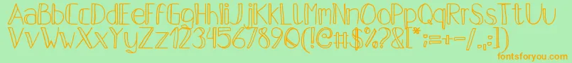 PfsPastelFeather-Schriftart – Orangefarbene Schriften auf grünem Hintergrund