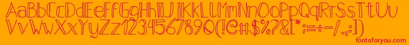 PfsPastelFeather-Schriftart – Rote Schriften auf orangefarbenem Hintergrund