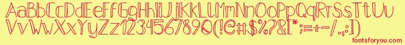 PfsPastelFeather-Schriftart – Rote Schriften auf gelbem Hintergrund