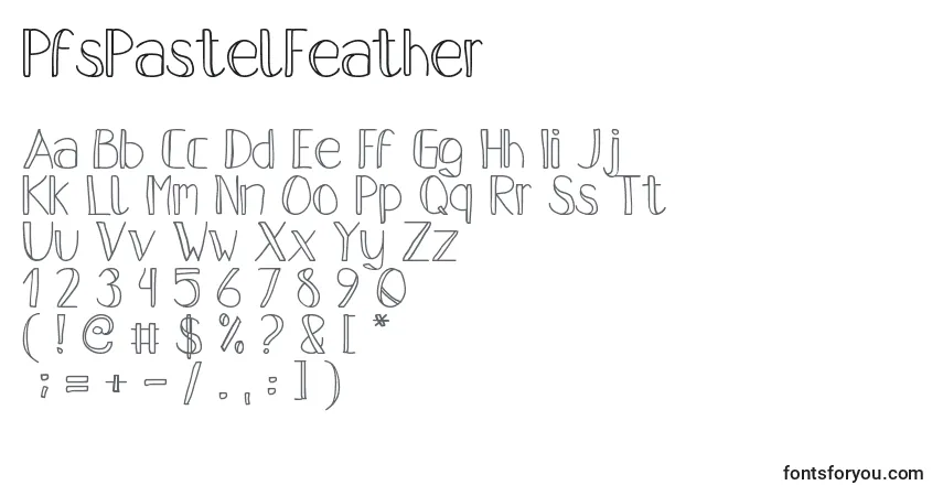 characters of pfspastelfeather font, letter of pfspastelfeather font, alphabet of  pfspastelfeather font