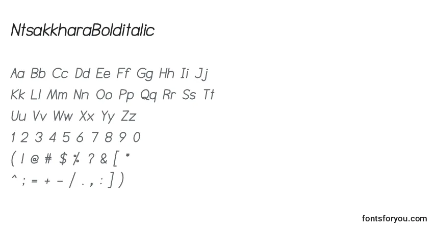 characters of ntsakkharabolditalic font, letter of ntsakkharabolditalic font, alphabet of  ntsakkharabolditalic font
