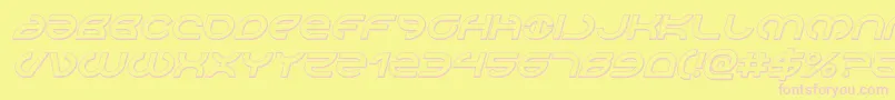 Aetherfox3Dital-Schriftart – Rosa Schriften auf gelbem Hintergrund