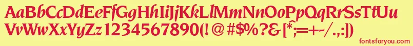 NoveltyBolditalic Font – Red Fonts on Yellow Background