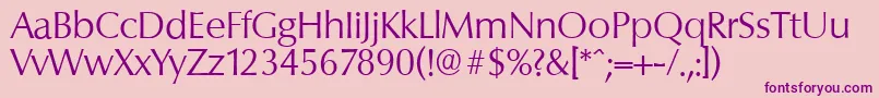 Fonte ColumbiaserialLightRegular – fontes roxas em um fundo rosa