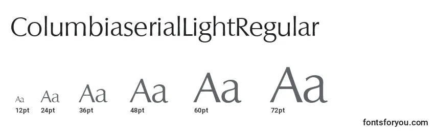 Размеры шрифта ColumbiaserialLightRegular
