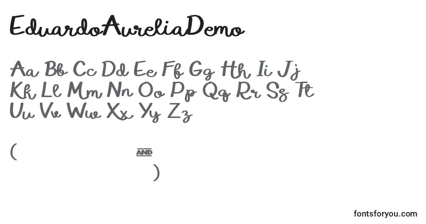 Czcionka EduardoAureliaDemo – alfabet, cyfry, specjalne znaki