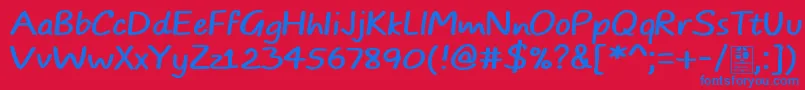 Czcionka TypoComicsDemo – niebieskie czcionki na czerwonym tle