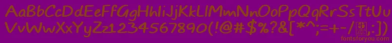 TypoComicsDemo-Schriftart – Braune Schriften auf violettem Hintergrund