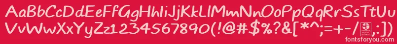 TypoComicsDemo-Schriftart – Rosa Schriften auf rotem Hintergrund