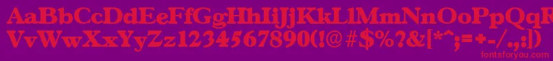 フォントGascogneserialHeavyRegular – 紫の背景に赤い文字