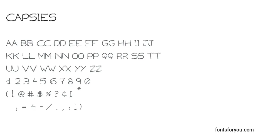 Шрифт Capsies – алфавит, цифры, специальные символы