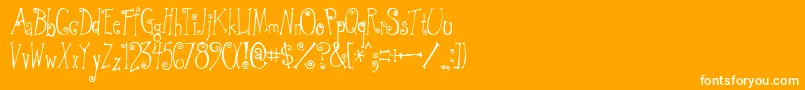 Gwquirtt-Schriftart – Weiße Schriften auf orangefarbenem Hintergrund