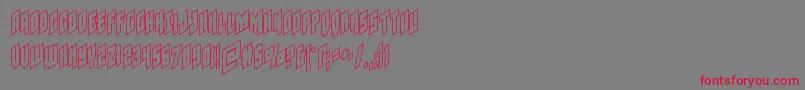 フォントGalaxyforceout – 赤い文字の灰色の背景