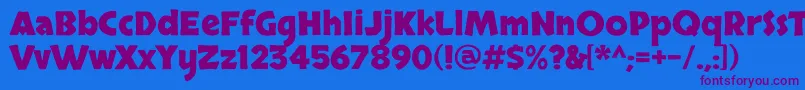 Więcej informacji o czcionce SkranjiBold Czcionka SkranjiBold – fioletowe czcionki na niebieskim tle