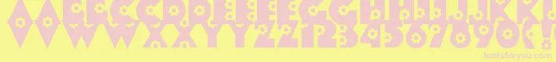 フォントRomashkaDeco – ピンクのフォント、黄色の背景