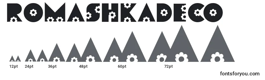 Размеры шрифта RomashkaDeco