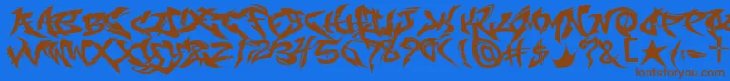 RaseoneOriginal Font – Brown Fonts on Blue Background