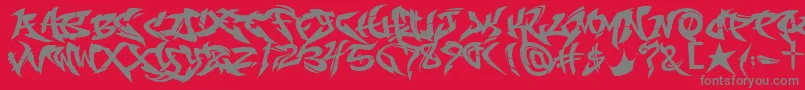 Fonte RaseoneOriginal – fontes cinzas em um fundo vermelho