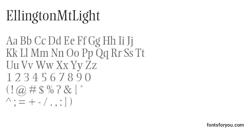 Шрифт EllingtonMtLight – алфавит, цифры, специальные символы