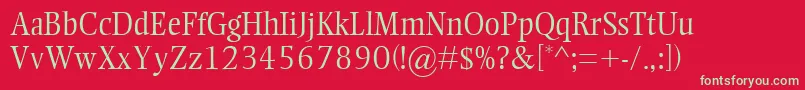 EllingtonMtLight Font – Green Fonts on Red Background