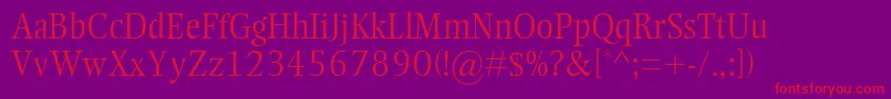 フォントEllingtonMtLight – 紫の背景に赤い文字