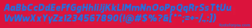 TepenoSansBoldItalic Font – Blue Fonts on Red Background