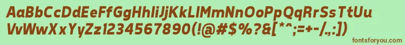 TepenoSansBoldItalic-fontti – ruskeat fontit vihreällä taustalla
