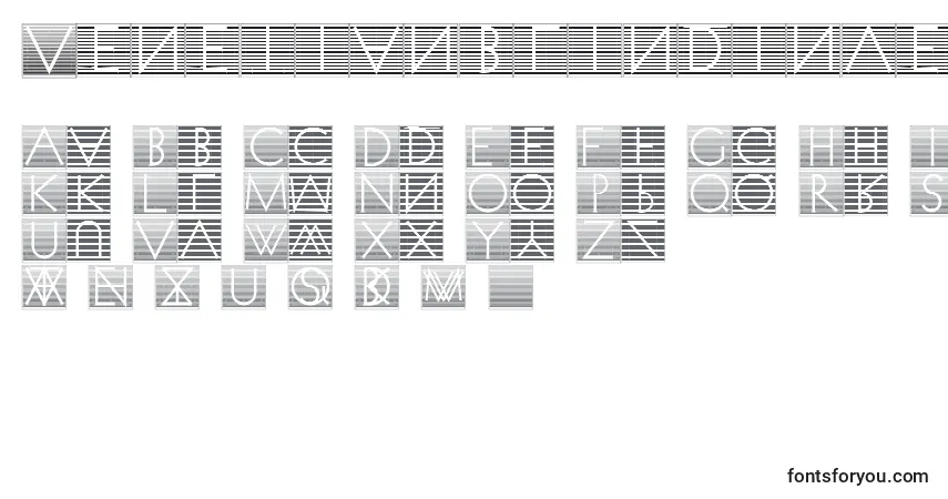 Schriftart Venetianblindinverse – Alphabet, Zahlen, spezielle Symbole