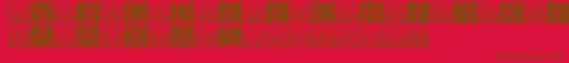 Venetianblindinverse-Schriftart – Braune Schriften auf rotem Hintergrund