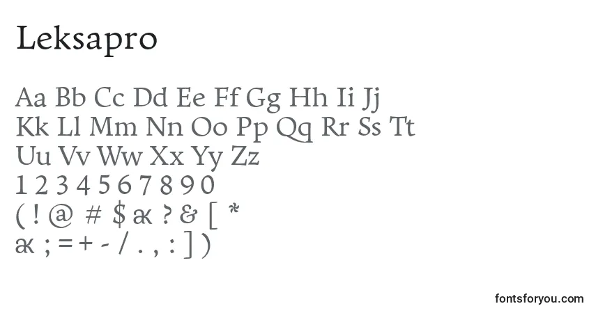 Czcionka Leksapro – alfabet, cyfry, specjalne znaki