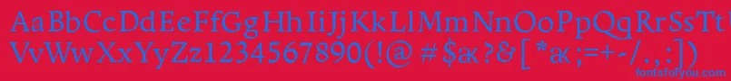 Leksapro Font – Blue Fonts on Red Background