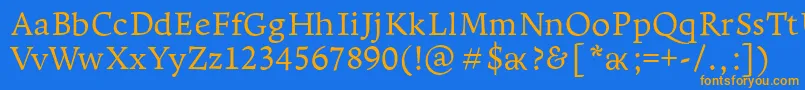 Leksapro Font – Orange Fonts on Blue Background