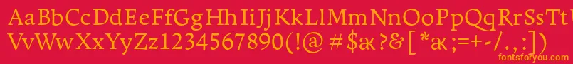 Leksapro Font – Orange Fonts on Red Background