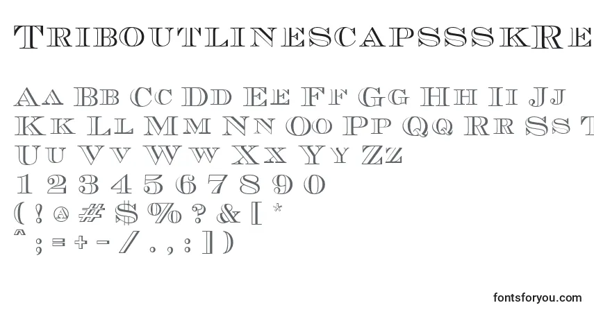 A fonte TriboutlinescapssskRegular – alfabeto, números, caracteres especiais