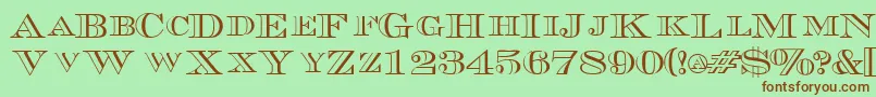 TriboutlinescapssskRegular Font – Brown Fonts on Green Background