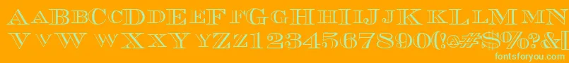 TriboutlinescapssskRegular-Schriftart – Grüne Schriften auf orangefarbenem Hintergrund