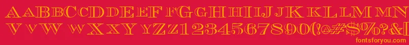 TriboutlinescapssskRegular Font – Orange Fonts on Red Background