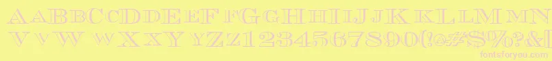 TriboutlinescapssskRegular Font – Pink Fonts on Yellow Background