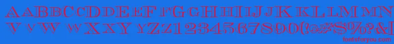 TriboutlinescapssskRegular Font – Red Fonts on Blue Background