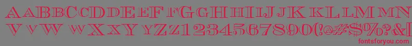 TriboutlinescapssskRegular Font – Red Fonts on Gray Background
