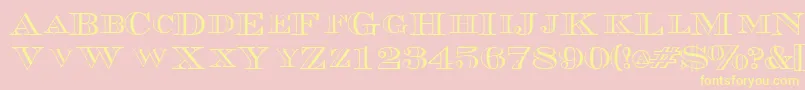 TriboutlinescapssskRegular-Schriftart – Gelbe Schriften auf rosa Hintergrund
