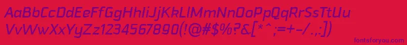 フォントDowntempoMediumitalic – 赤い背景に紫のフォント