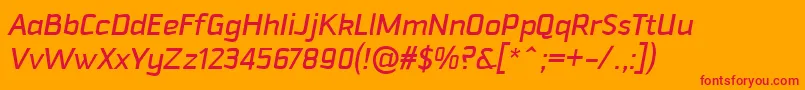フォントDowntempoMediumitalic – オレンジの背景に赤い文字